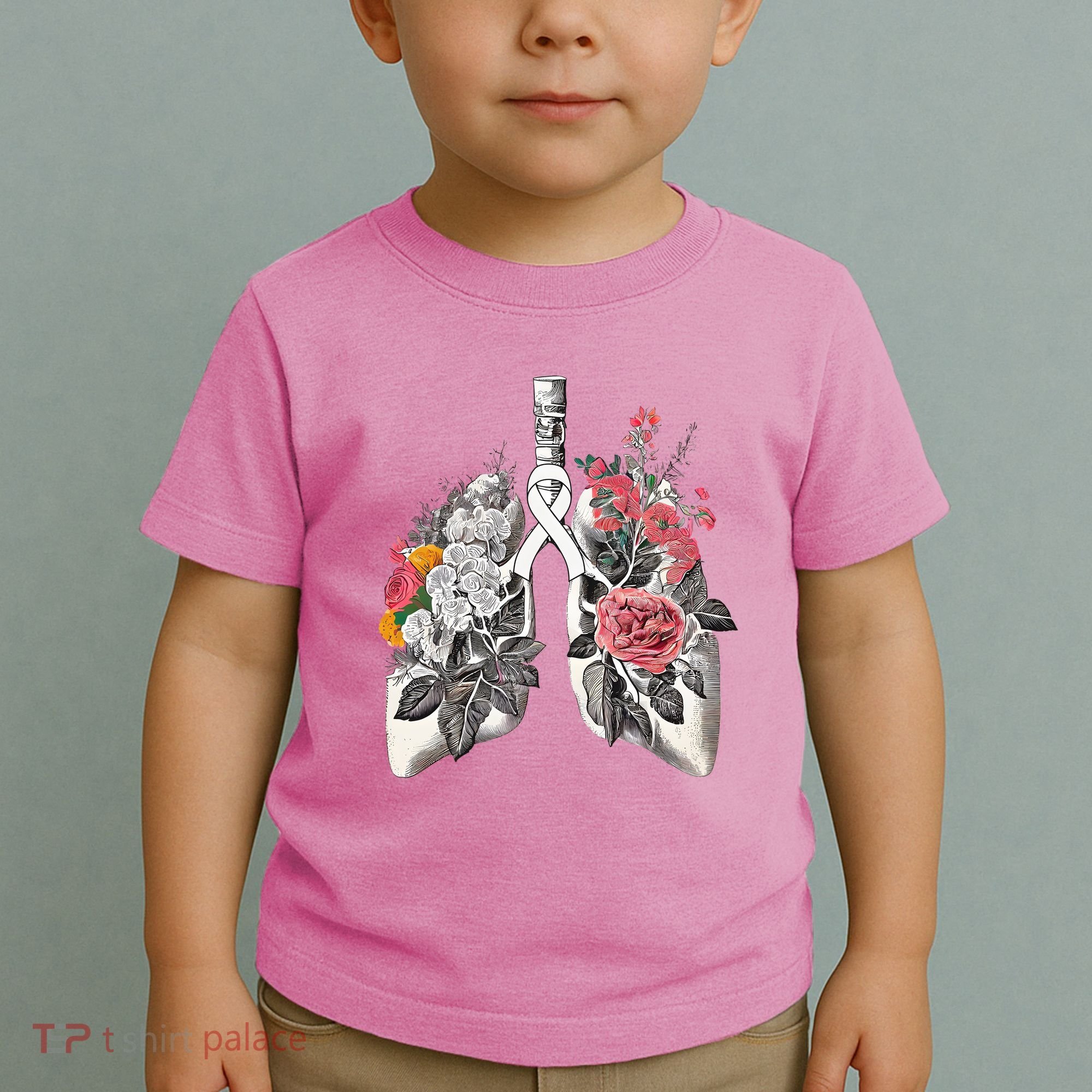 Lung Cancer Awareness Floral Flower Toddler T-Shirt