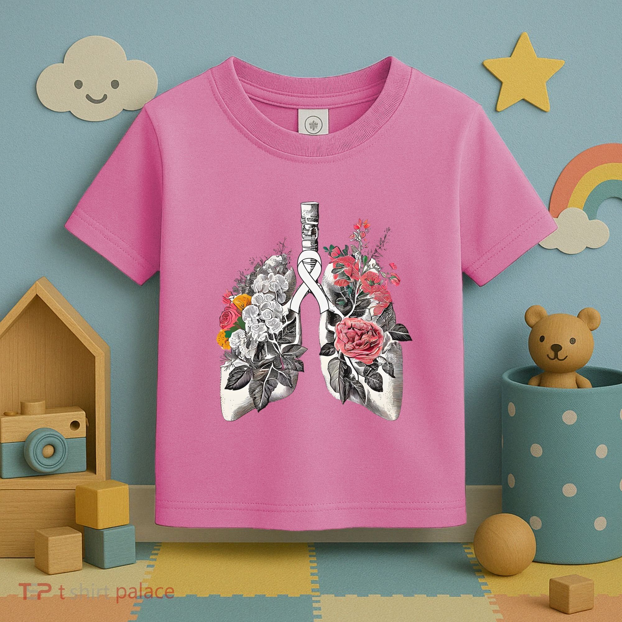 Lung Cancer Awareness Floral Flower Toddler T-Shirt