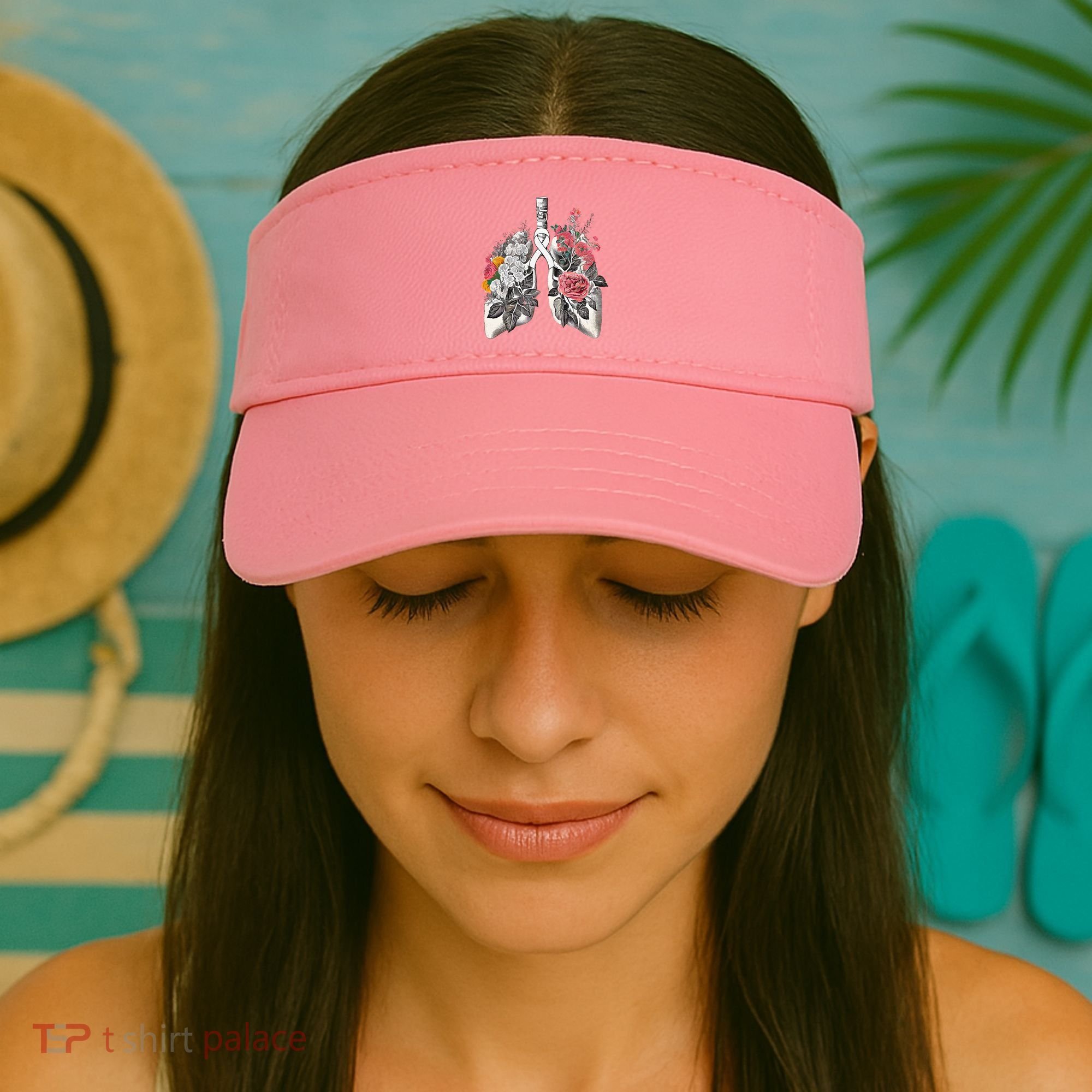 Lung Cancer Awareness Floral Flower Visor