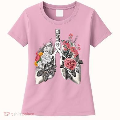 Lung Cancer Awareness Floral Flower Women's T-Shirt