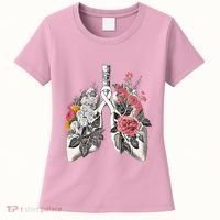 Lung Cancer Awareness Floral Flower Women's T-Shirt thumb 0