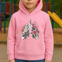 Lung Cancer Awareness Floral Flower Kids Hoodie thumb 2