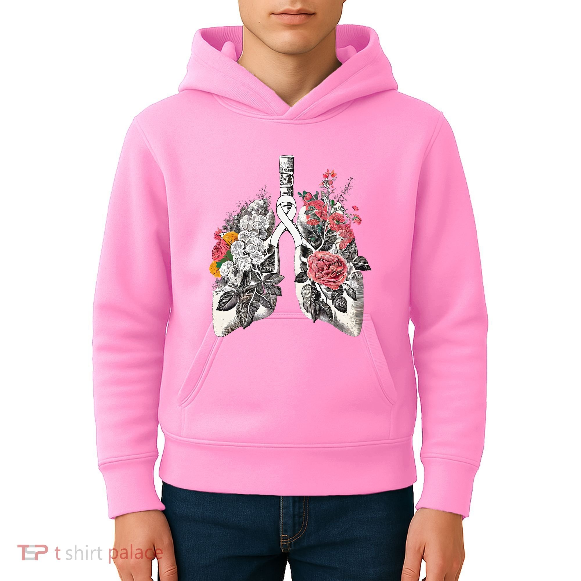 Lung Cancer Awareness Floral Flower Kids Hoodie