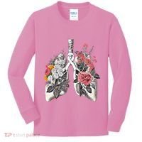 Lung Cancer Awareness Floral Flower Kids Long Sleeve Shirt thumb 0