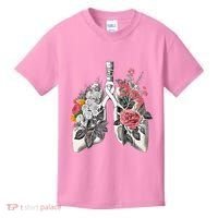 Lung Cancer Awareness Floral Flower Kids T-Shirt thumb 0