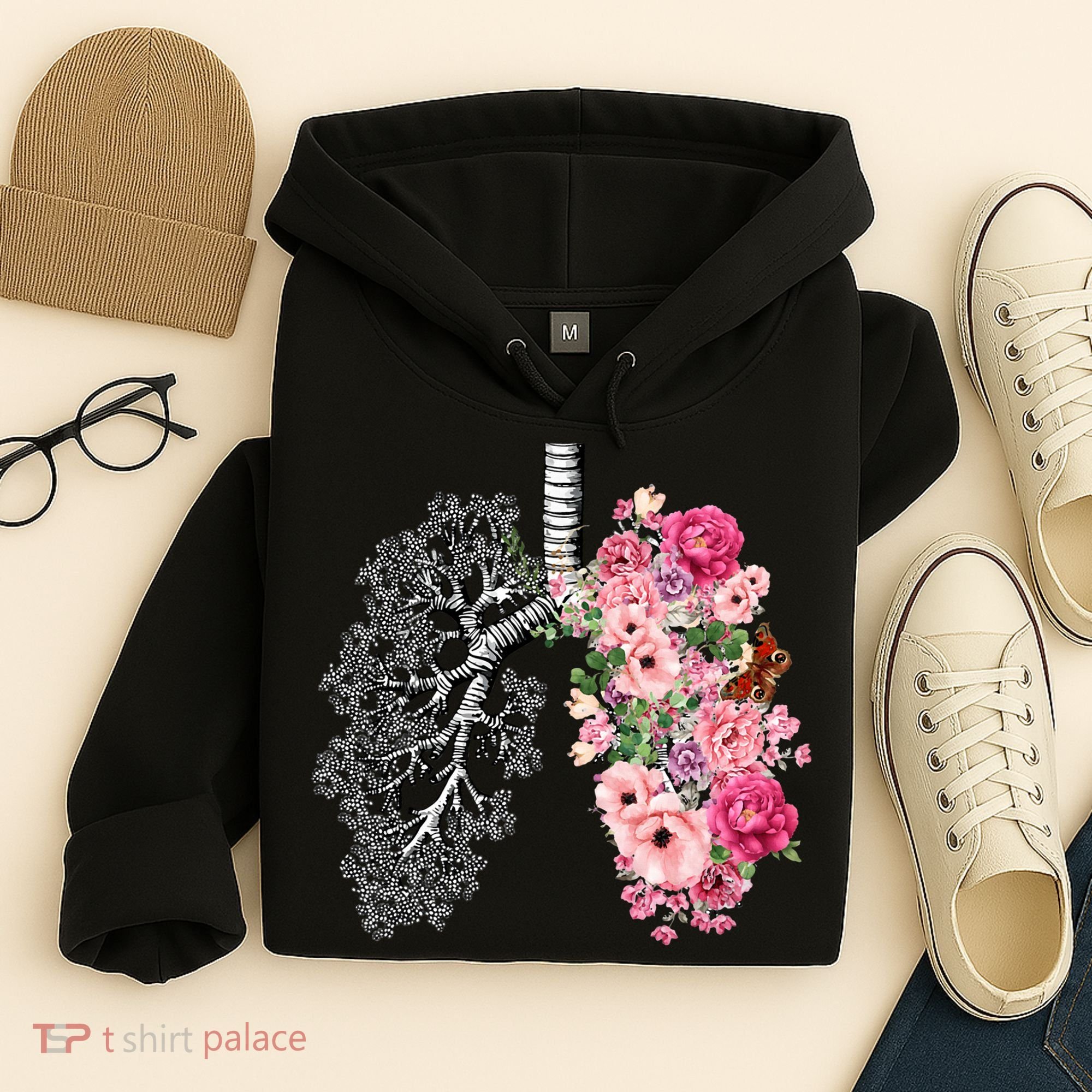 Lungs Cancer Awareness Bloomi Anatomy Classic Hoodie