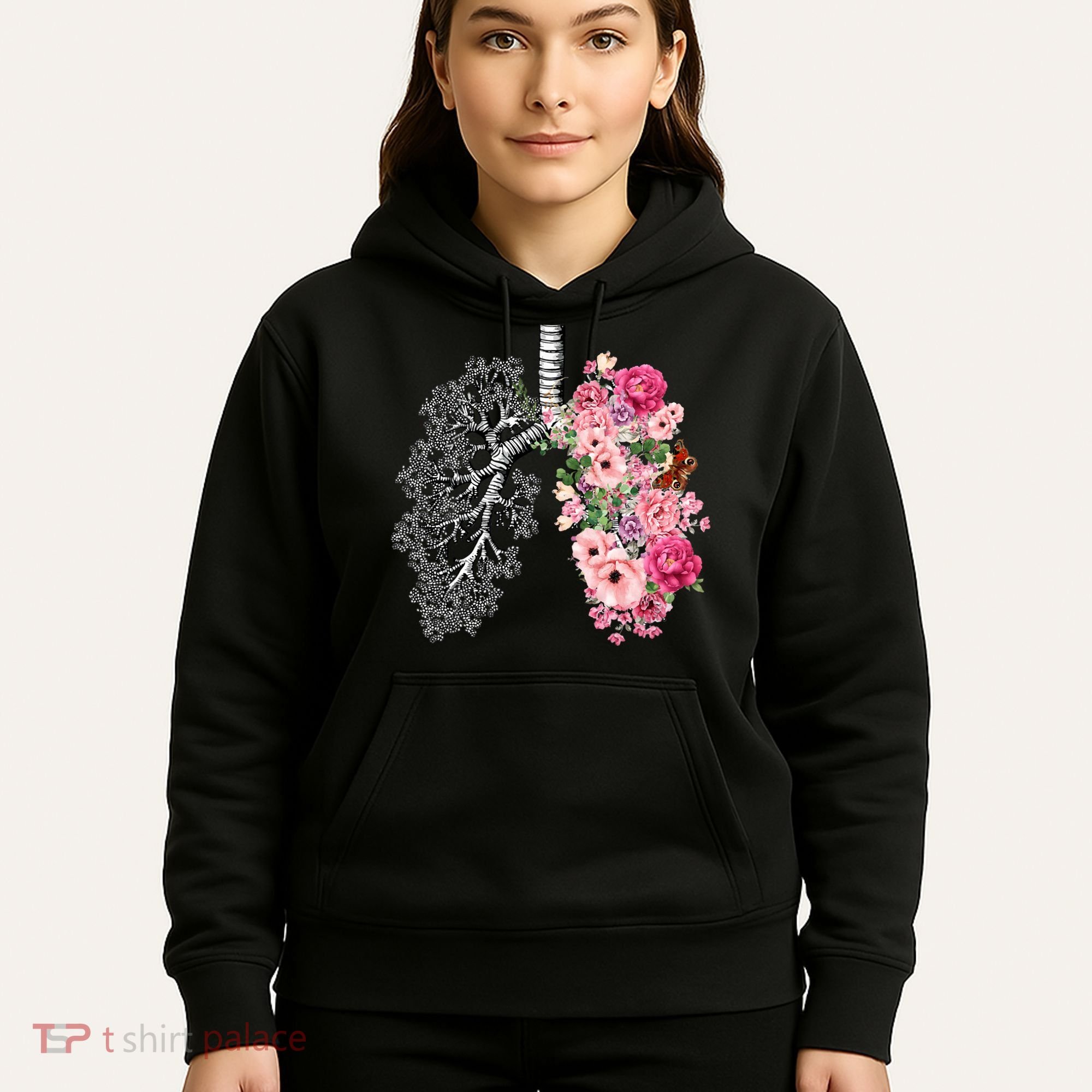 Lungs Cancer Awareness Bloomi Anatomy Classic Hoodie