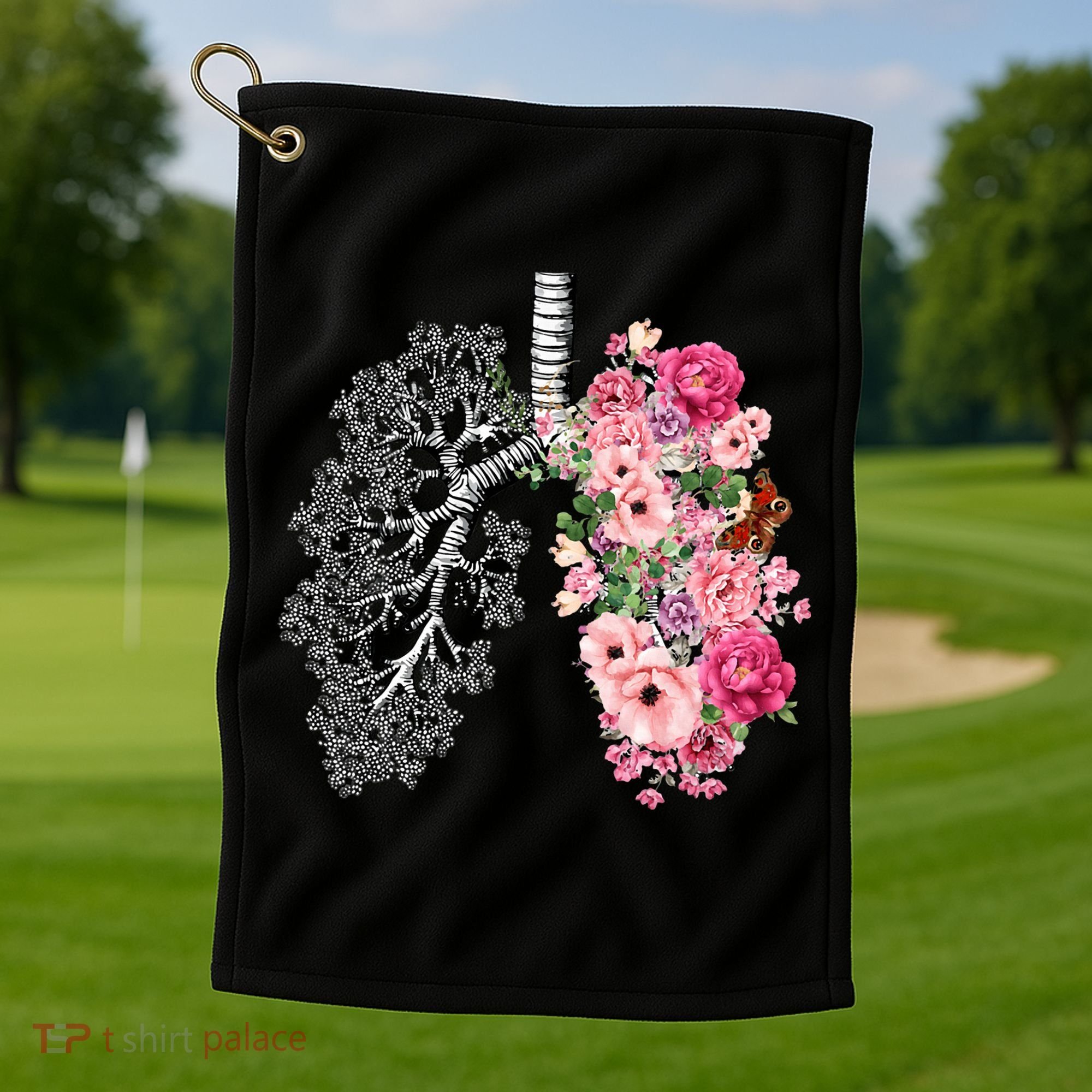 Lungs Cancer Awareness Bloomi Anatomy Classic Golf Towel
