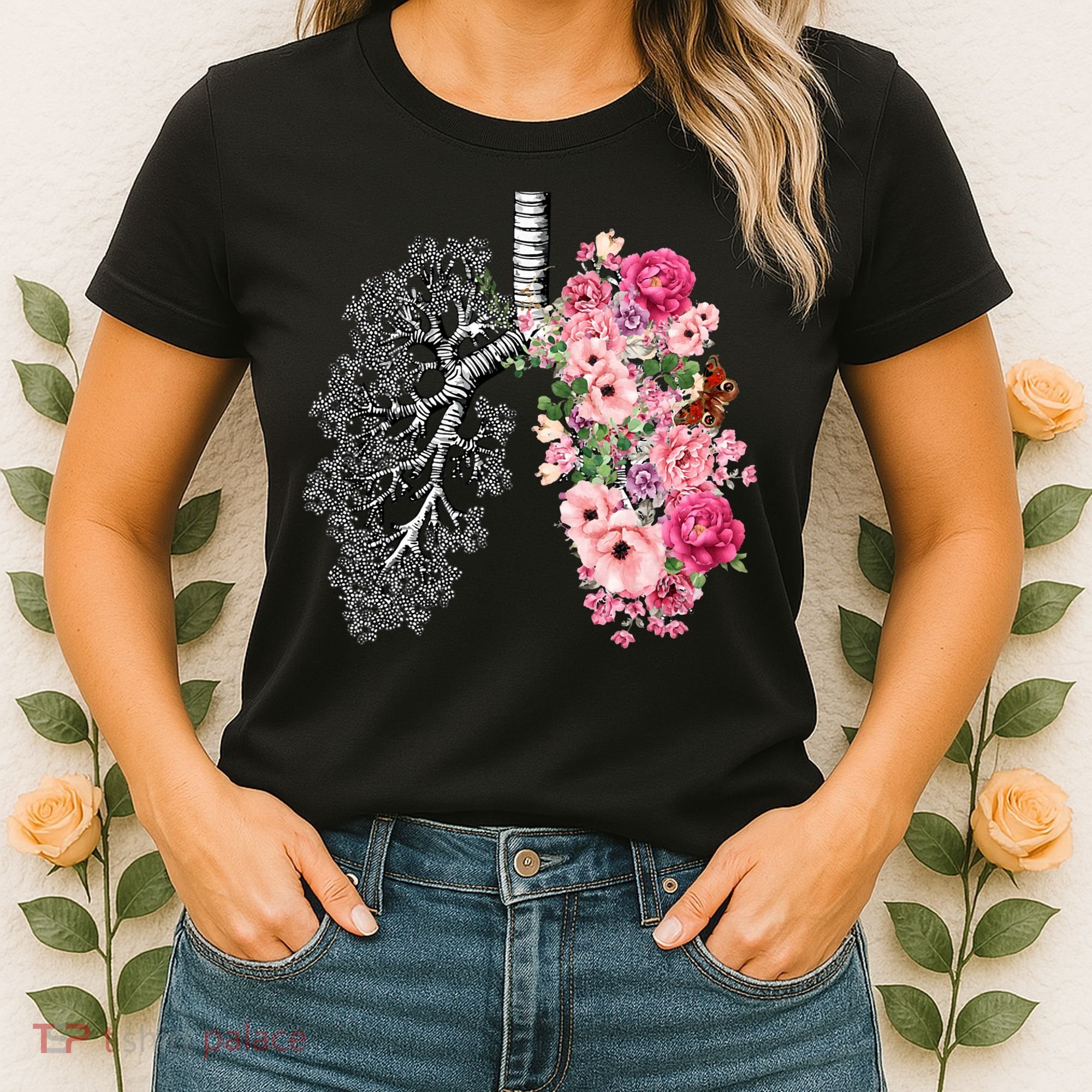 Lungs Cancer Awareness Bloomi Anatomy Classic Women's T-Shirt