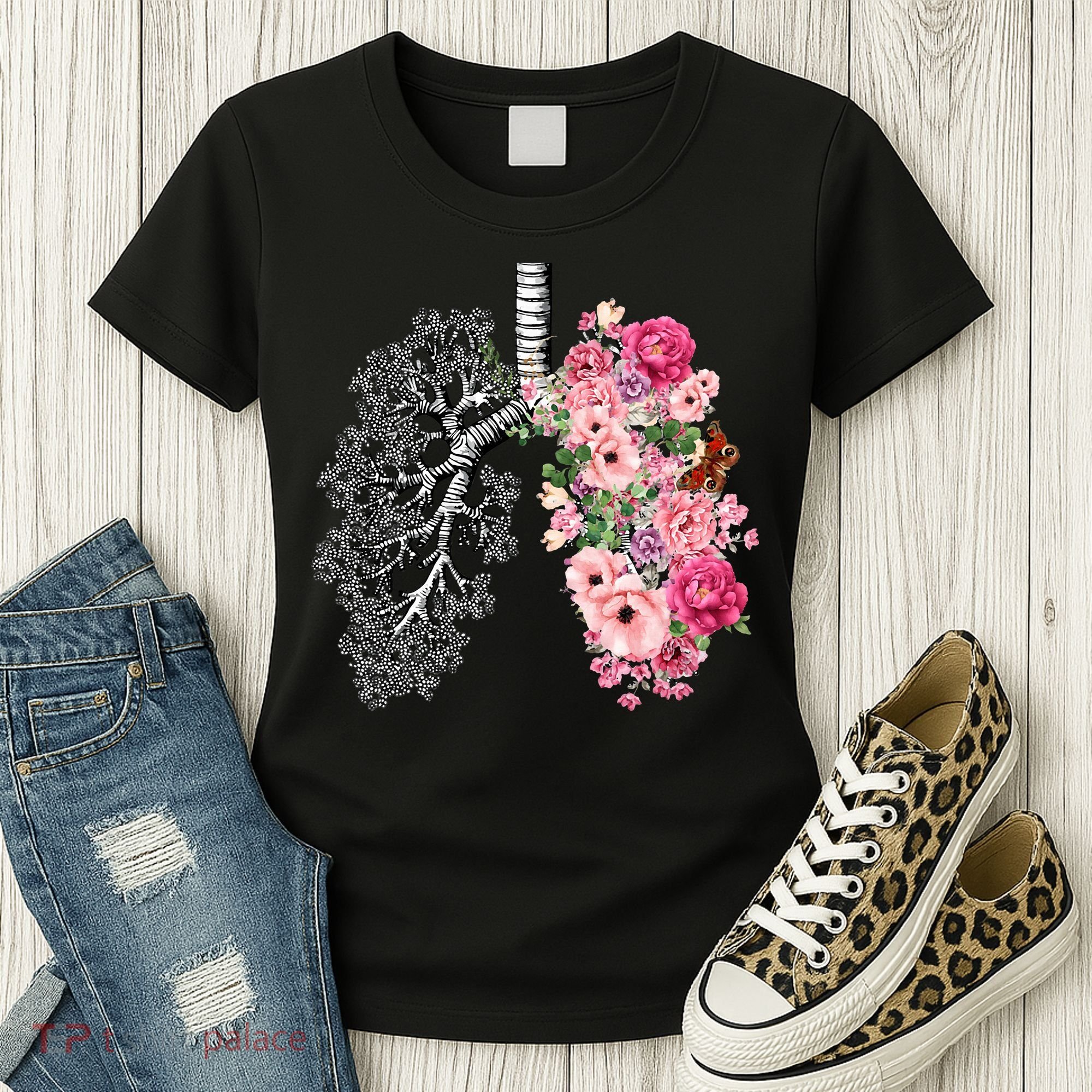 Lungs Cancer Awareness Bloomi Anatomy Classic Women's T-Shirt