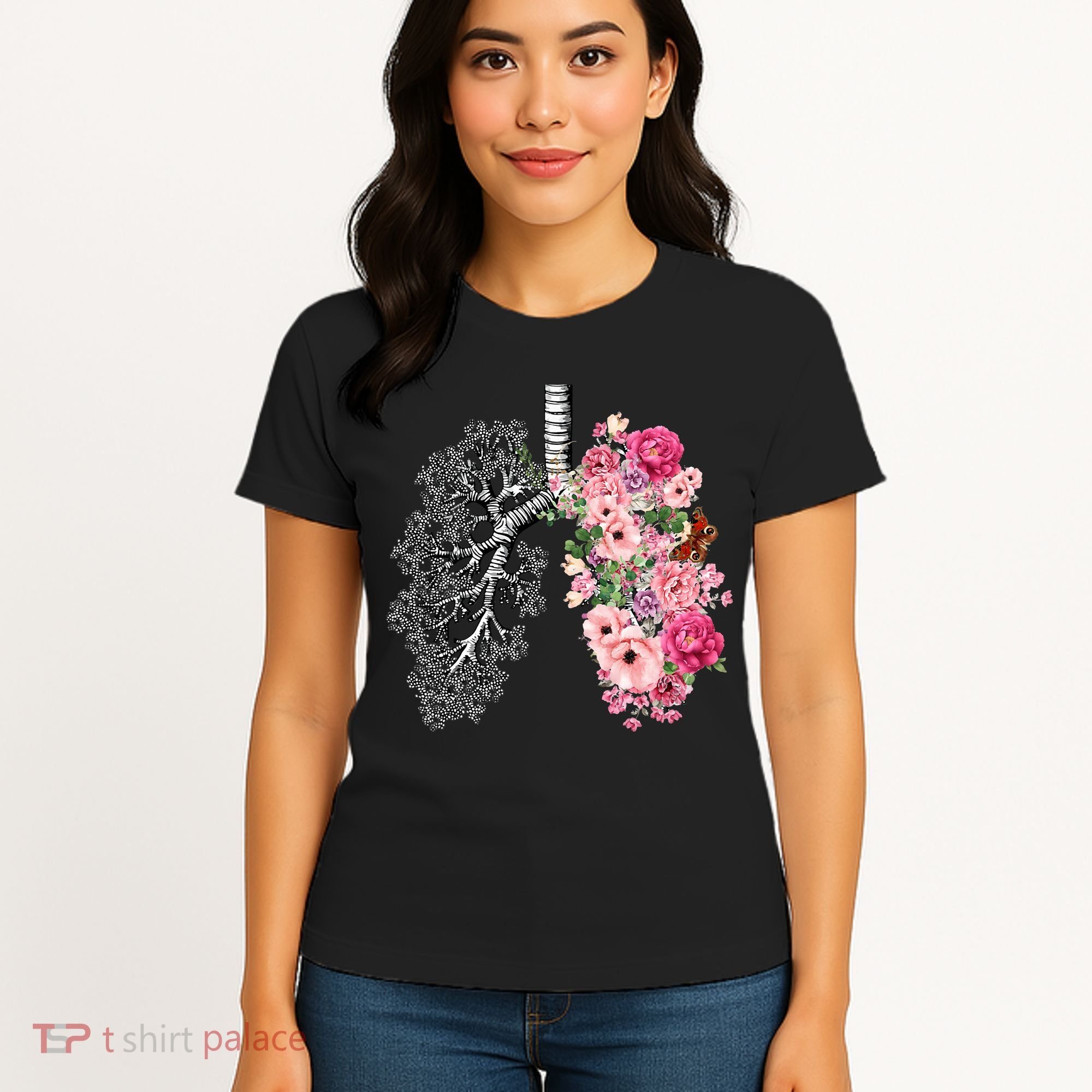 Lungs Cancer Awareness Bloomi Anatomy Classic Women's T-Shirt