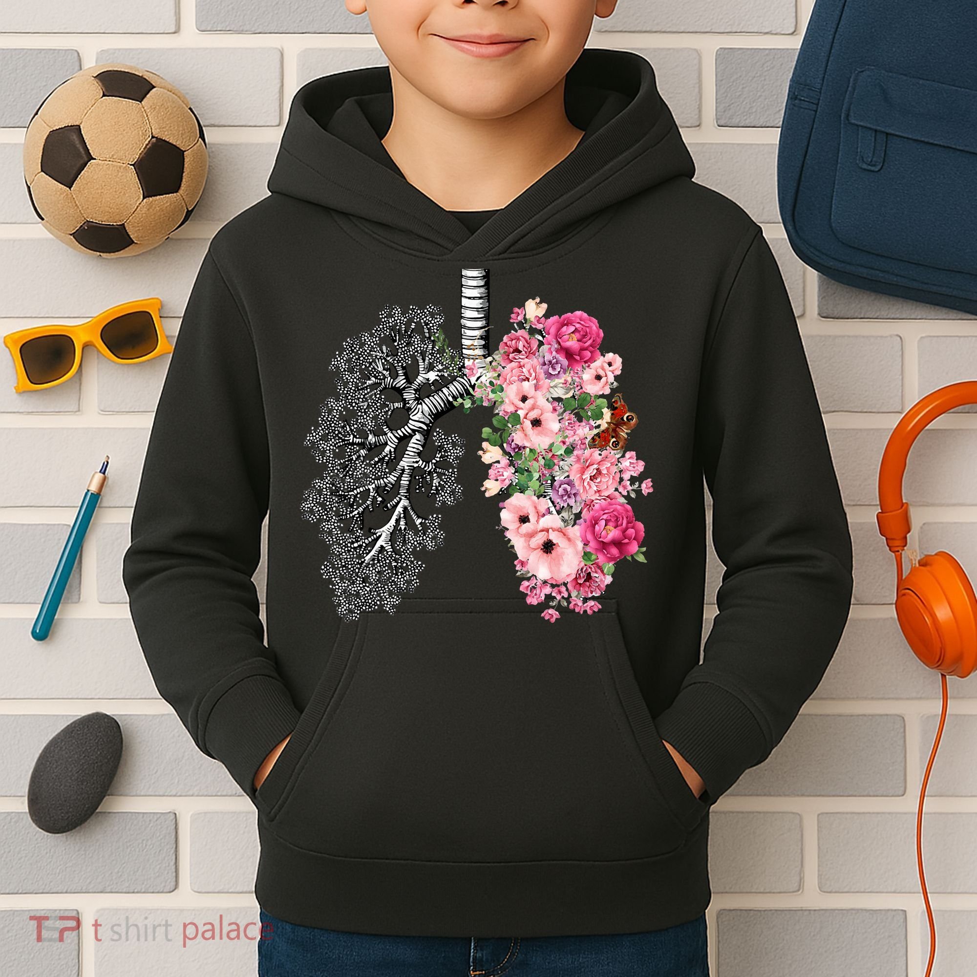 Lungs Cancer Awareness Bloomi Anatomy Classic Kids Hoodie