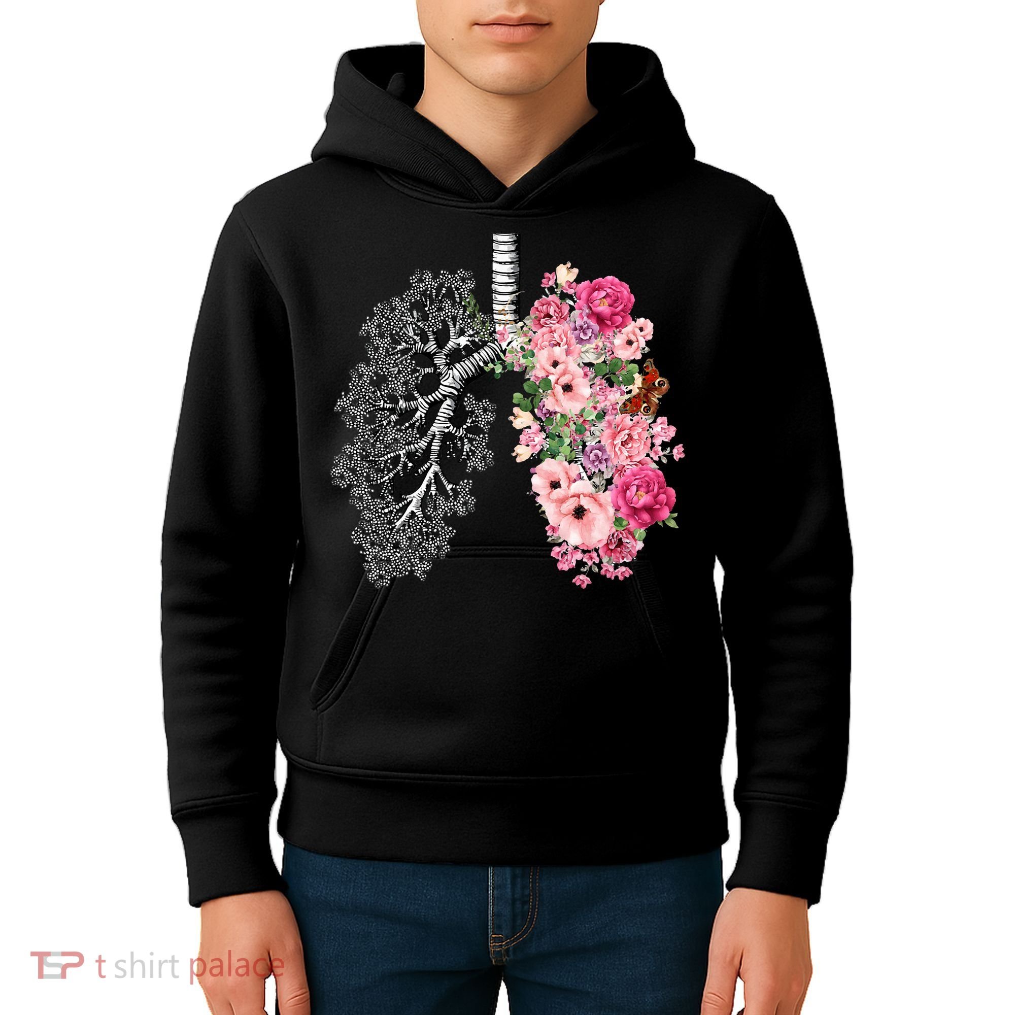 Lungs Cancer Awareness Bloomi Anatomy Classic Kids Hoodie