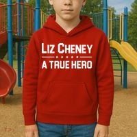 Liz Cheney A True Hero Kids Hoodie thumb 2
