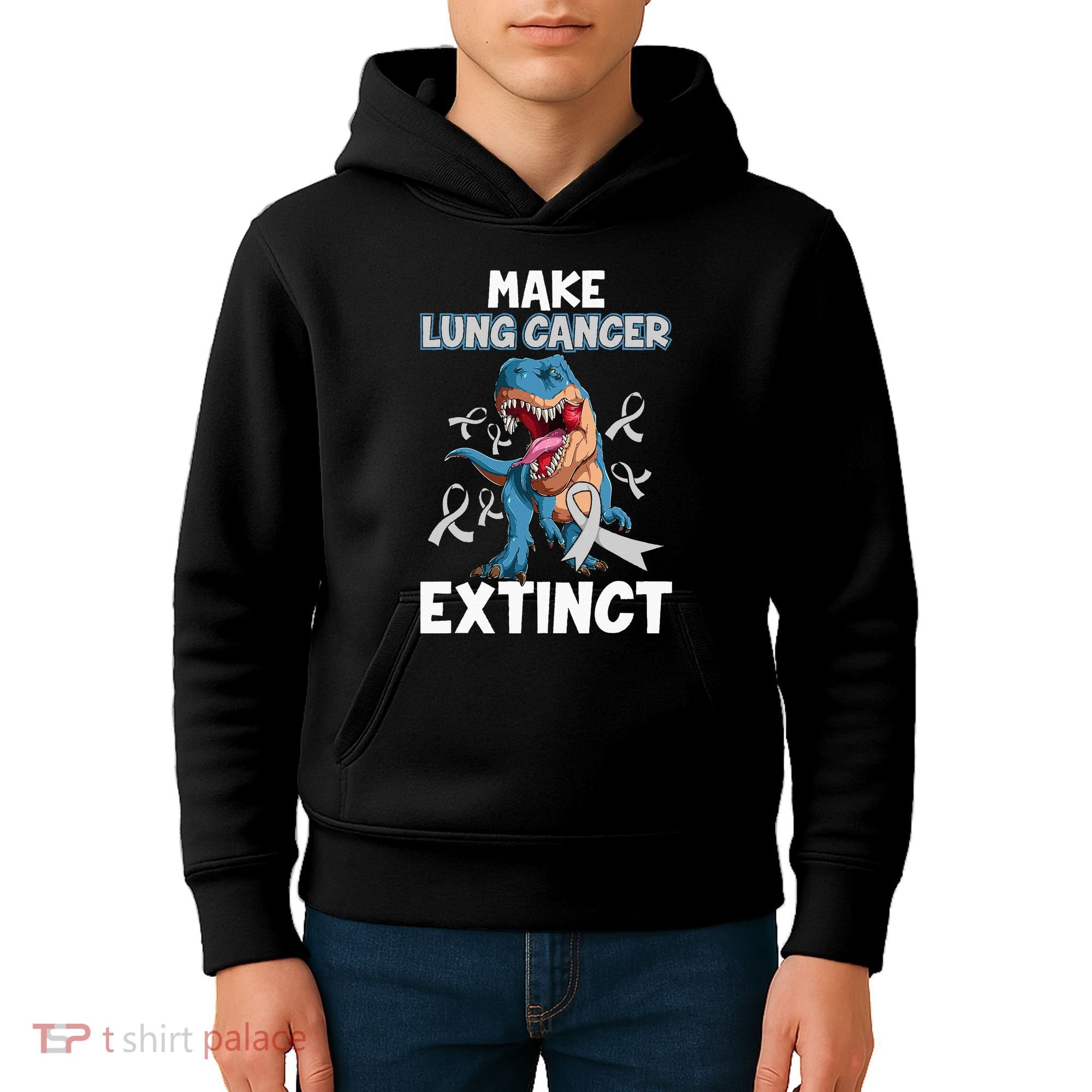 Lung Cancer Awareness Make Lung Cancer Extinct Kids Hoodie