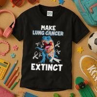 Lung Cancer Awareness Make Lung Cancer Extinct Kids T-Shirt thumb 3