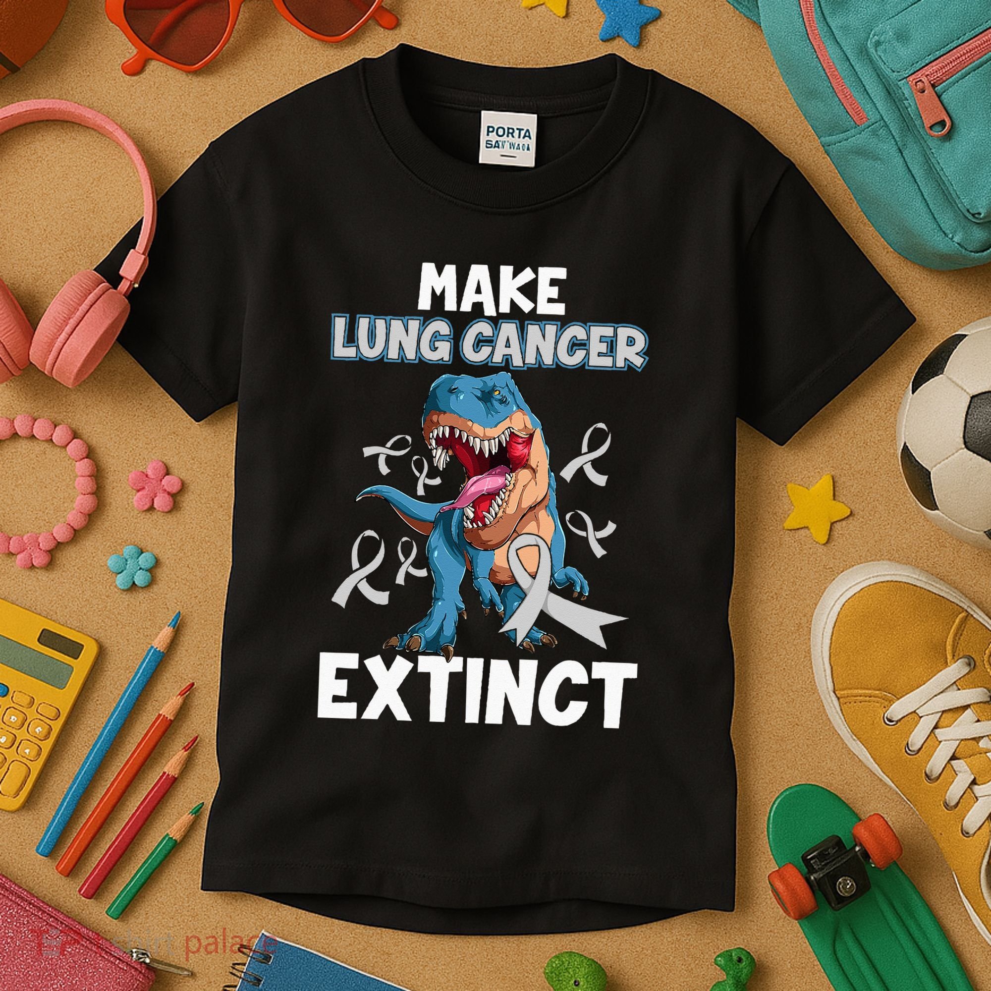Lung Cancer Awareness Make Lung Cancer Extinct Kids T-Shirt