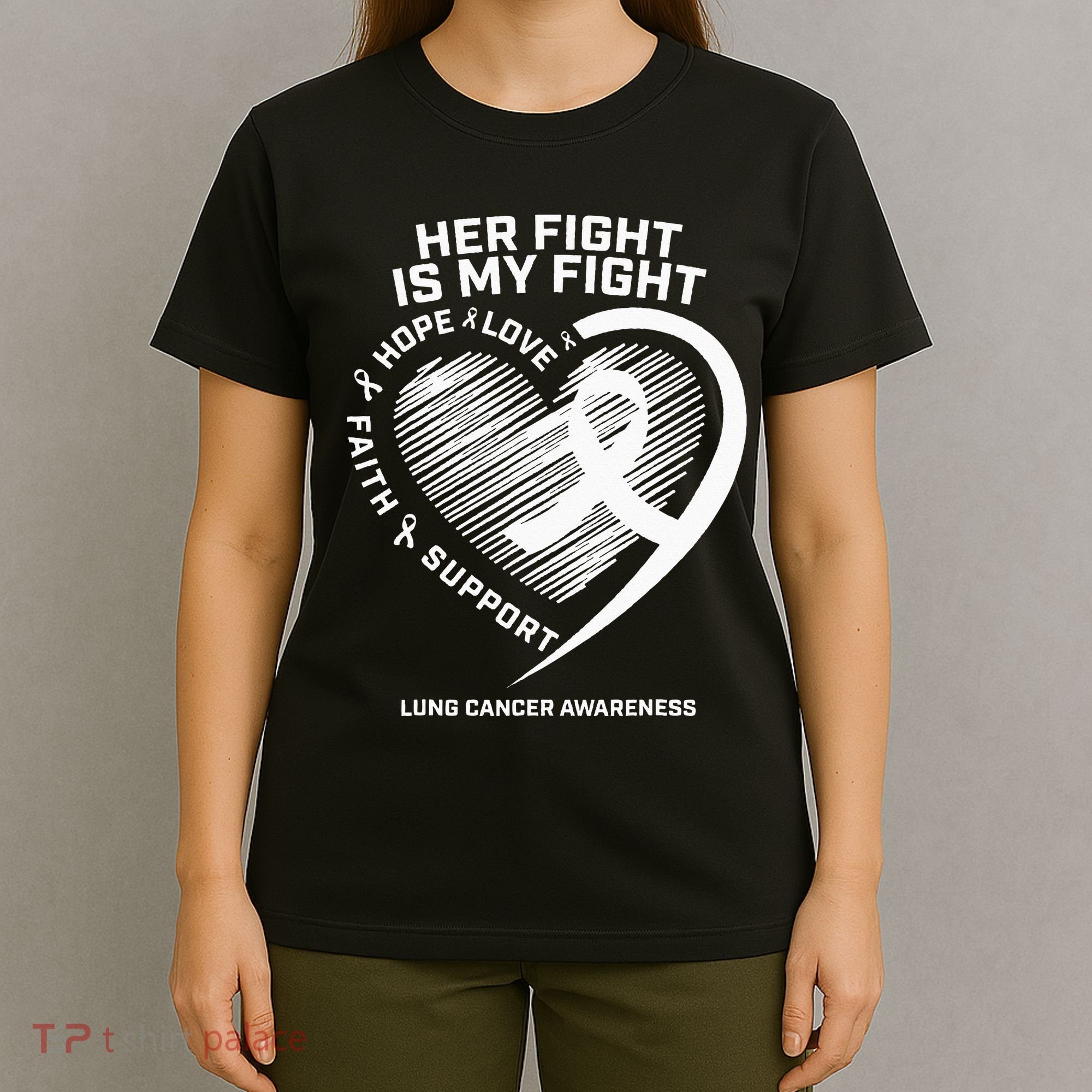Lung Cancer Awareness Gifts Grandma Mom Wife Fight T-Shirt