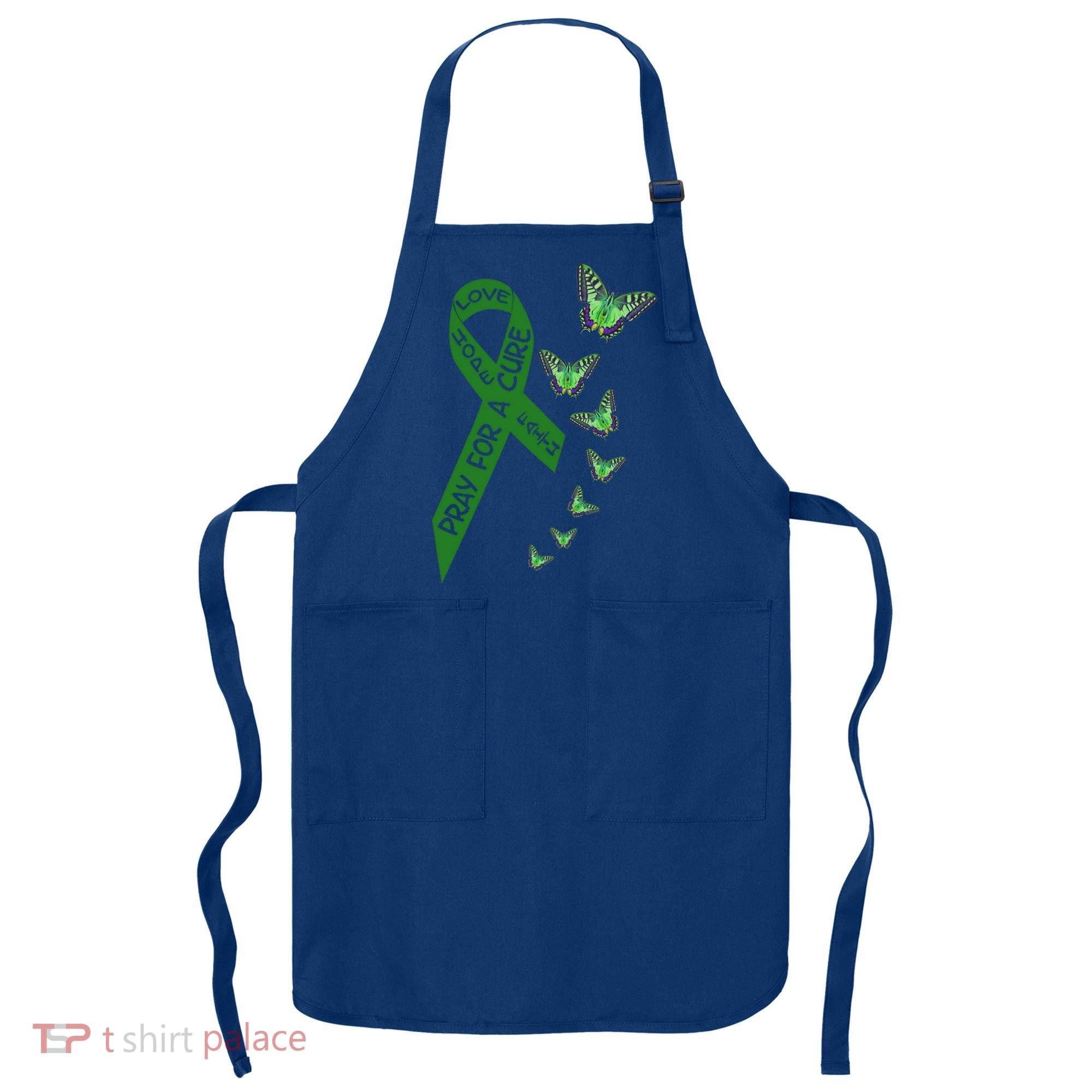 Liver Cancer Awareness Green Ribbon Religious Butterflies Gift Apron