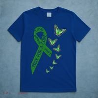 Liver Cancer Awareness Green Ribbon Religious Butterflies Gift T-Shirt thumb 5