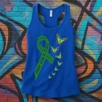 Liver Cancer Awareness Green Ribbon Religious Butterflies Gift Women's Tank Top thumb 3