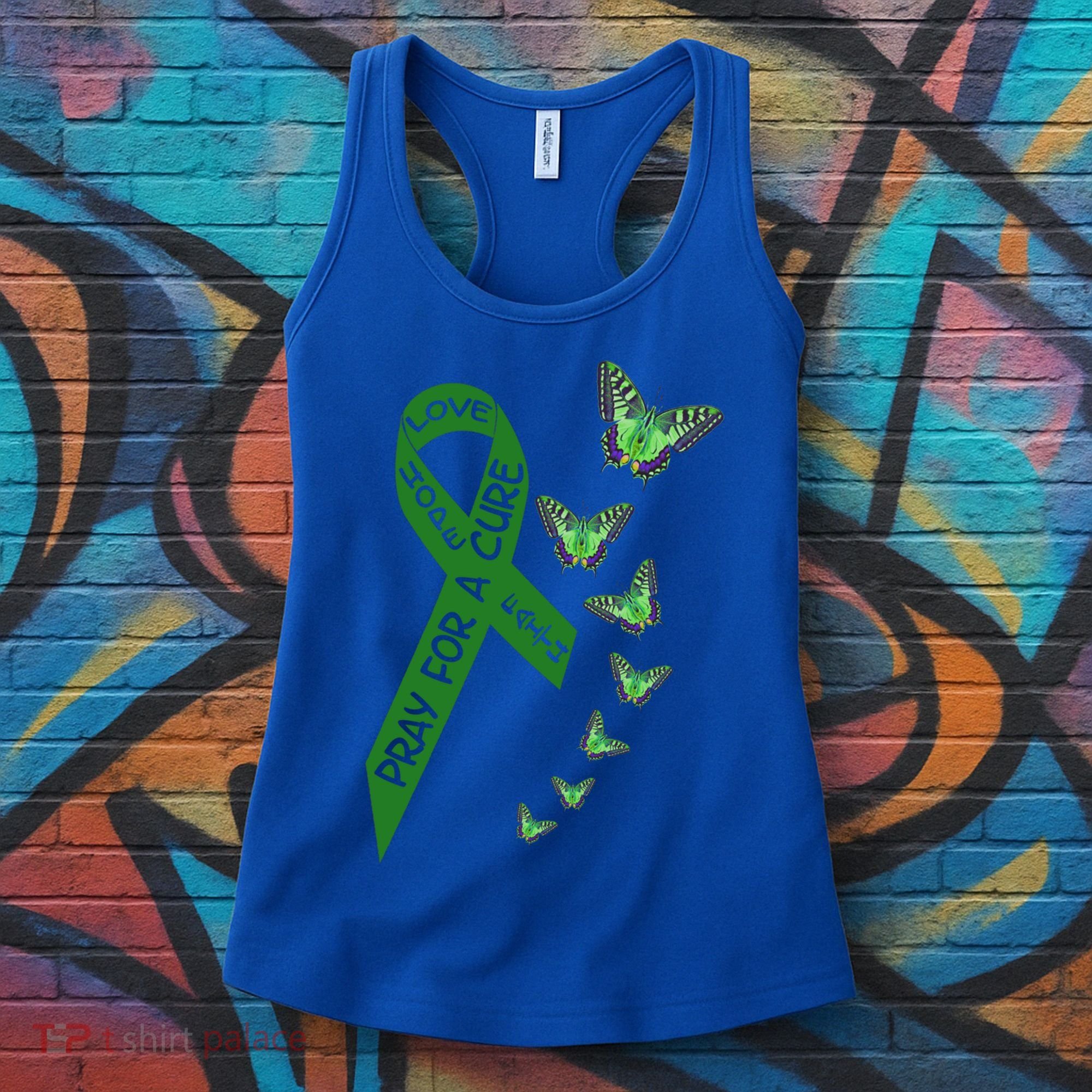 Liver Cancer Awareness Green Ribbon Religious Butterflies Gift Women's Tank Top