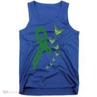 Liver Cancer Awareness Green Ribbon Religious Butterflies Gift Tank Top thumb 0