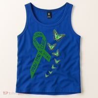 Liver Cancer Awareness Green Ribbon Religious Butterflies Gift Tank Top thumb 2