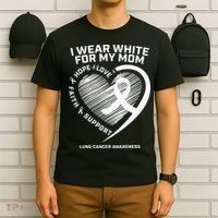 Lung Cancer Awareness Gifts Mom Lung Cancer Ribbon T-Shirt thumb 6