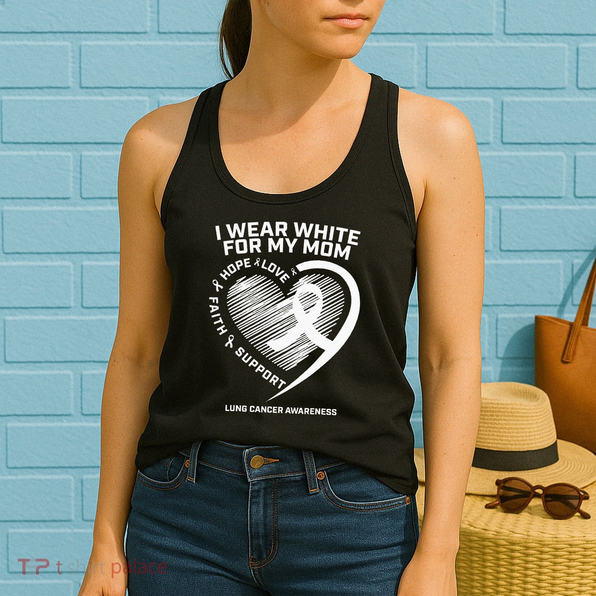 Lung Cancer Awareness Gifts Mom Lung Cancer Ribbon Women's Tank Top