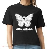 Lung Cancer Awareness Month White Ribbon Butterfly Comfort Colors Boxy T-Shirt thumb 0
