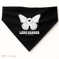 Lung Cancer Awareness Month White Ribbon Butterfly USA-Made Doggie Bandana thumb 0