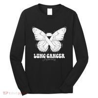 Lung Cancer Awareness Month White Ribbon Butterfly Long Sleeve Shirt thumb 0