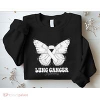 Lung Cancer Awareness Month White Ribbon Butterfly Sweatshirt thumb 2