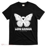 Lung Cancer Awareness Month White Ribbon Butterfly T-Shirt thumb 0