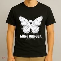 Lung Cancer Awareness Month White Ribbon Butterfly T-Shirt thumb 3
