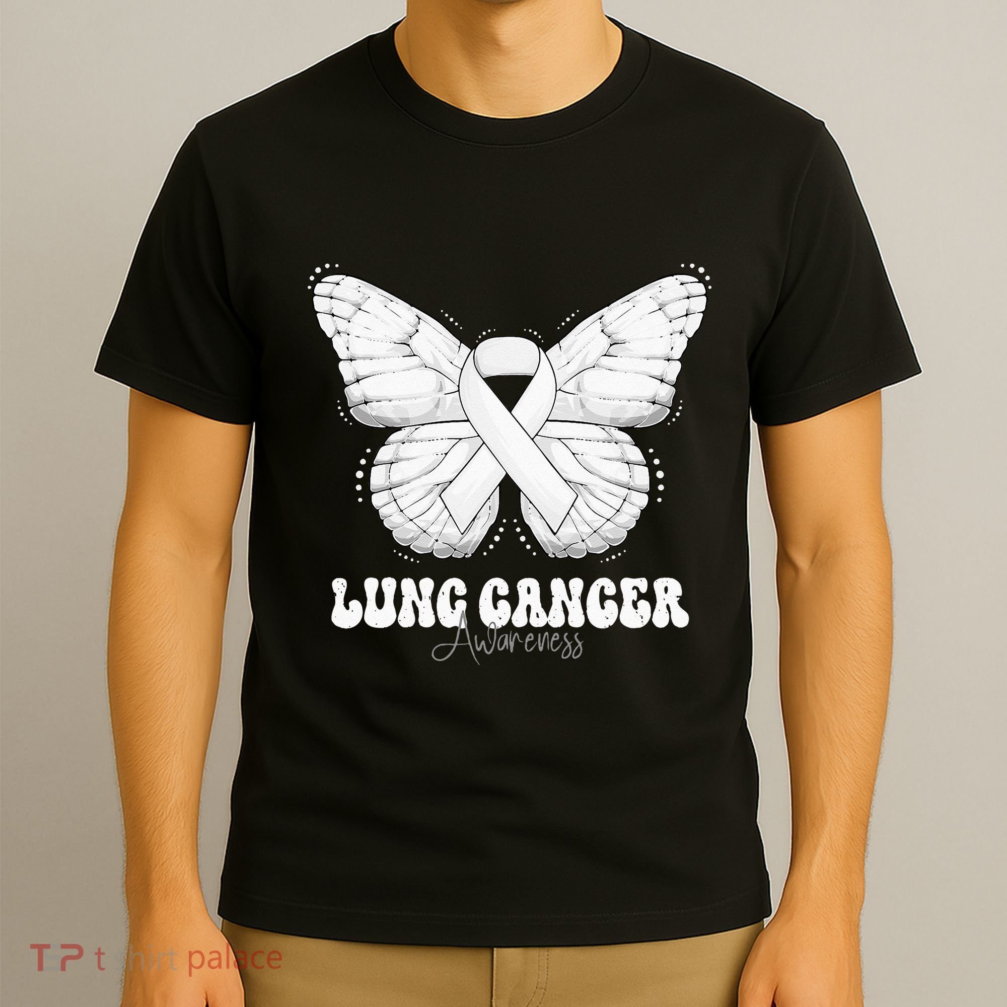 Lung Cancer Awareness Month White Ribbon Butterfly T-Shirt