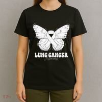 Lung Cancer Awareness Month White Ribbon Butterfly T-Shirt thumb 4