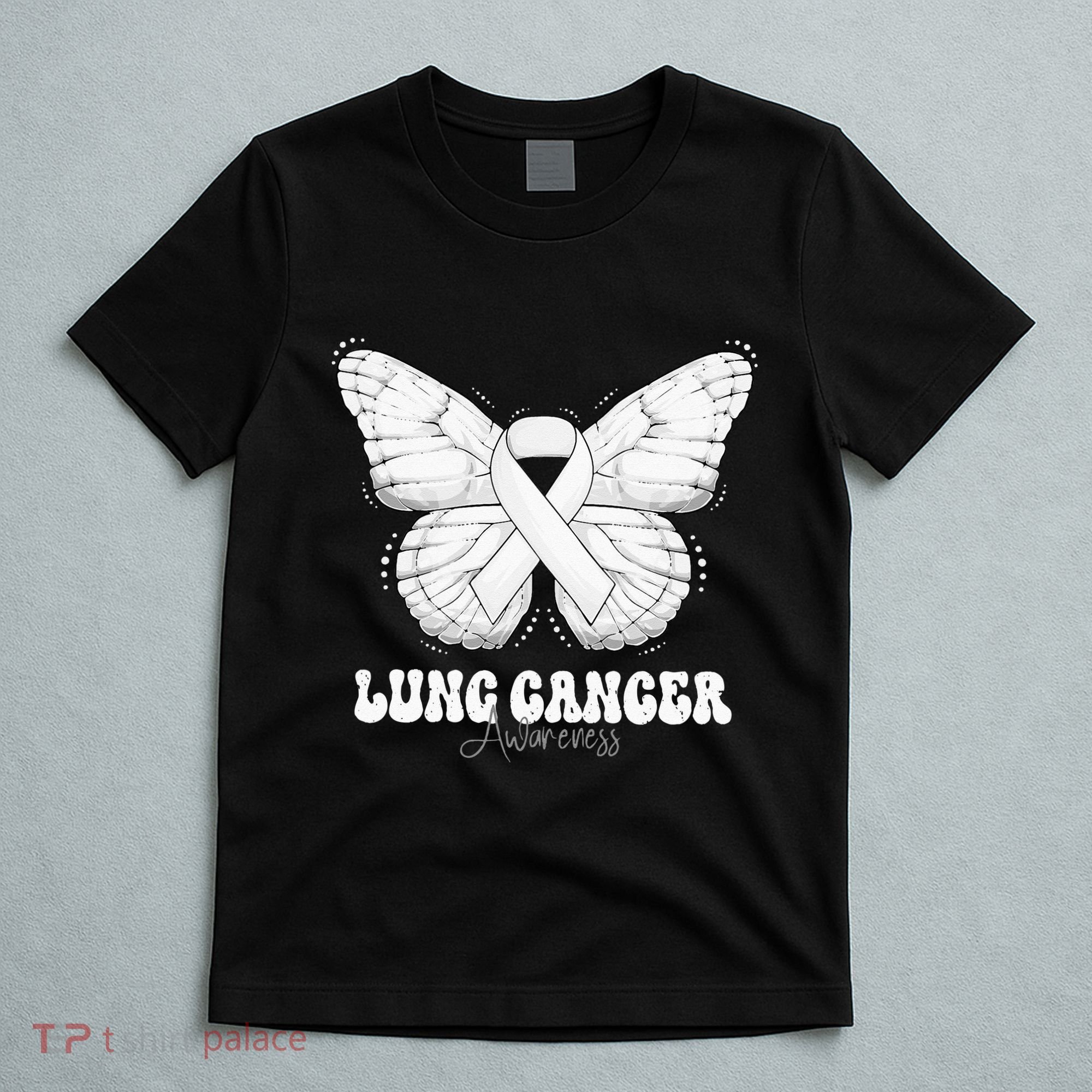 Lung Cancer Awareness Month White Ribbon Butterfly T-Shirt