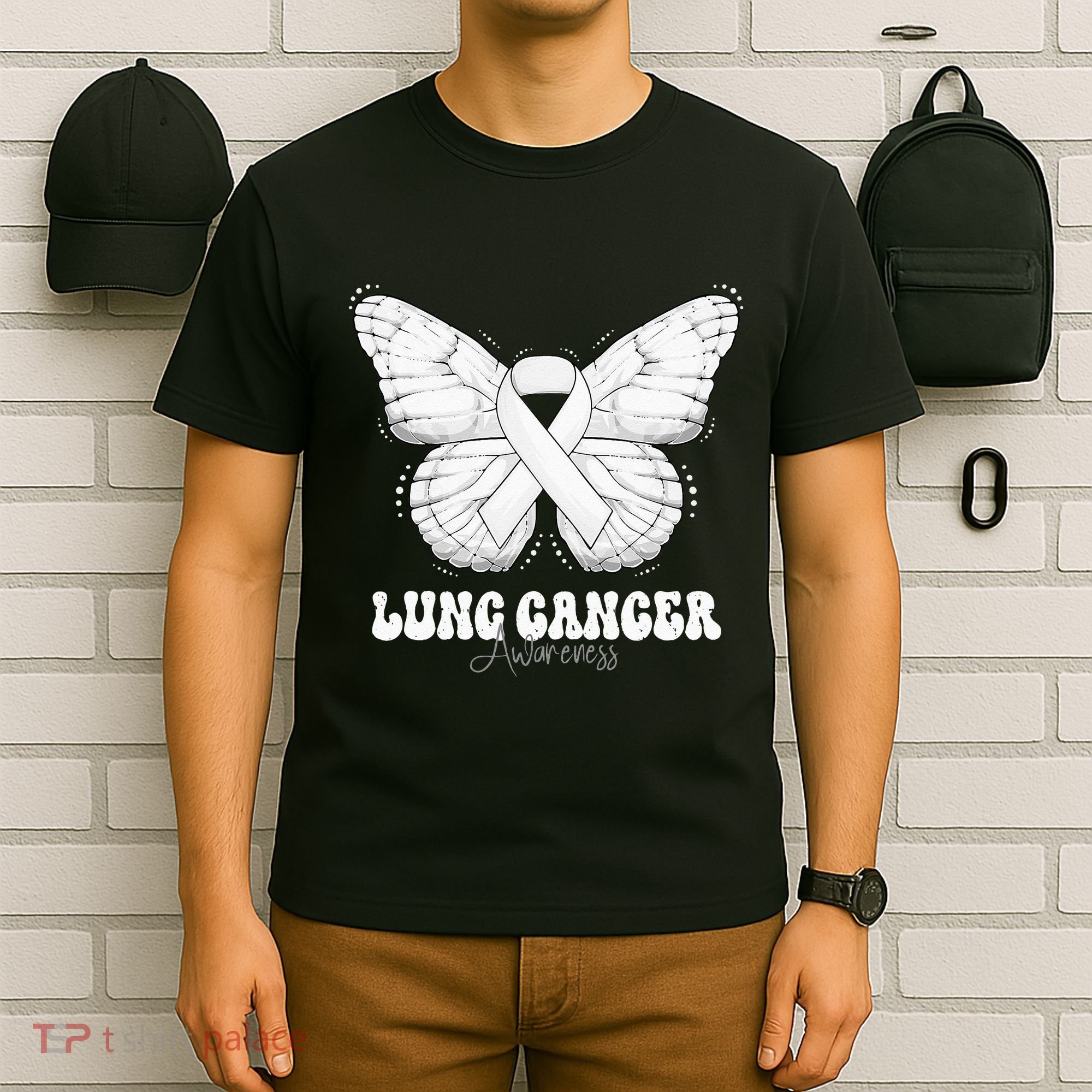 Lung Cancer Awareness Month White Ribbon Butterfly T-Shirt