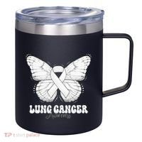 Lung Cancer Awareness Month White Ribbon Butterfly 12oz Stainless Steel Coffee Mug thumb 0