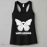 Lung Cancer Awareness Month White Ribbon Butterfly Women's Tank Top thumb 3