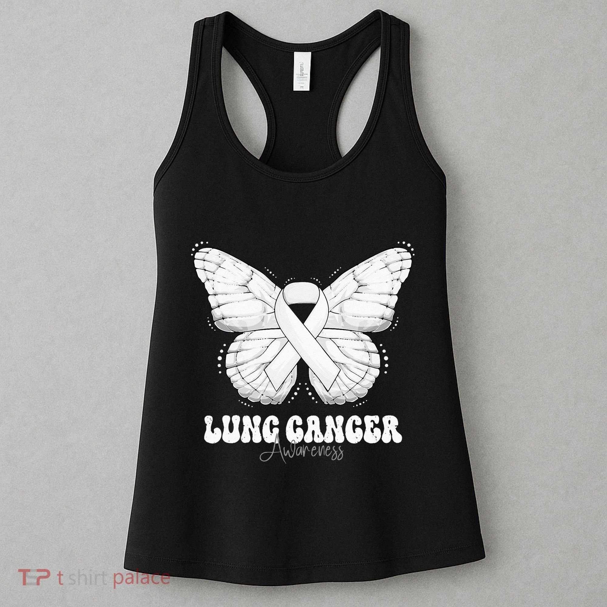 Lung Cancer Awareness Month White Ribbon Butterfly Women's Tank Top