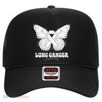 Lung Cancer Awareness Month White Ribbon Butterfly Hat thumb 0