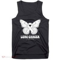 Lung Cancer Awareness Month White Ribbon Butterfly Tank Top thumb 0