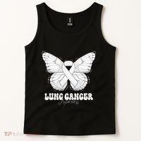 Lung Cancer Awareness Month White Ribbon Butterfly Tank Top thumb 2