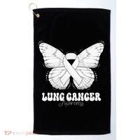 Lung Cancer Awareness Month White Ribbon Butterfly Golf Towel thumb 0