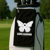 Lung Cancer Awareness Month White Ribbon Butterfly Golf Towel thumb 2