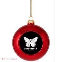 Lung Cancer Awareness Month White Ribbon Butterfly Plastic Christmas Ball Ornament thumb 0