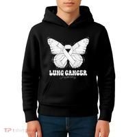 Lung Cancer Awareness Month White Ribbon Butterfly Kids Hoodie thumb 4